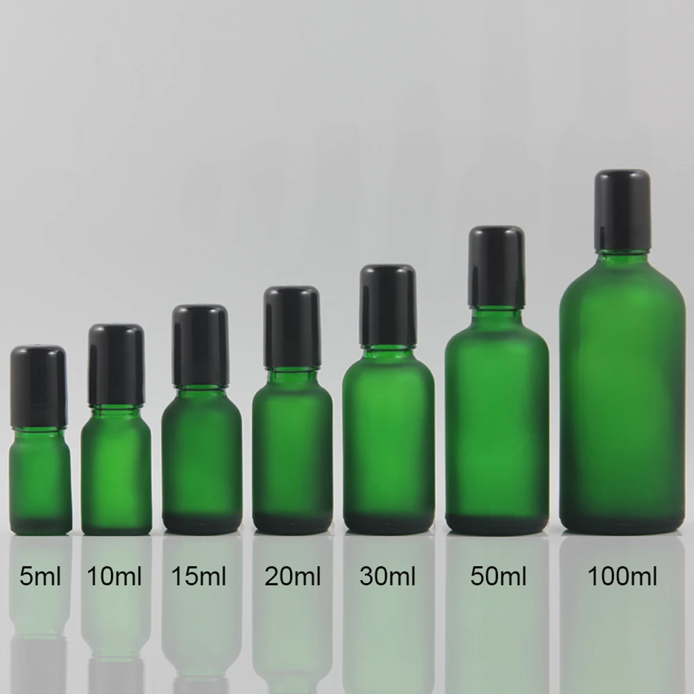 Высокое качество стекло Шариковый дезодорант бутылки 100 мл, 100 мл роликовая бутылка с черные крышки