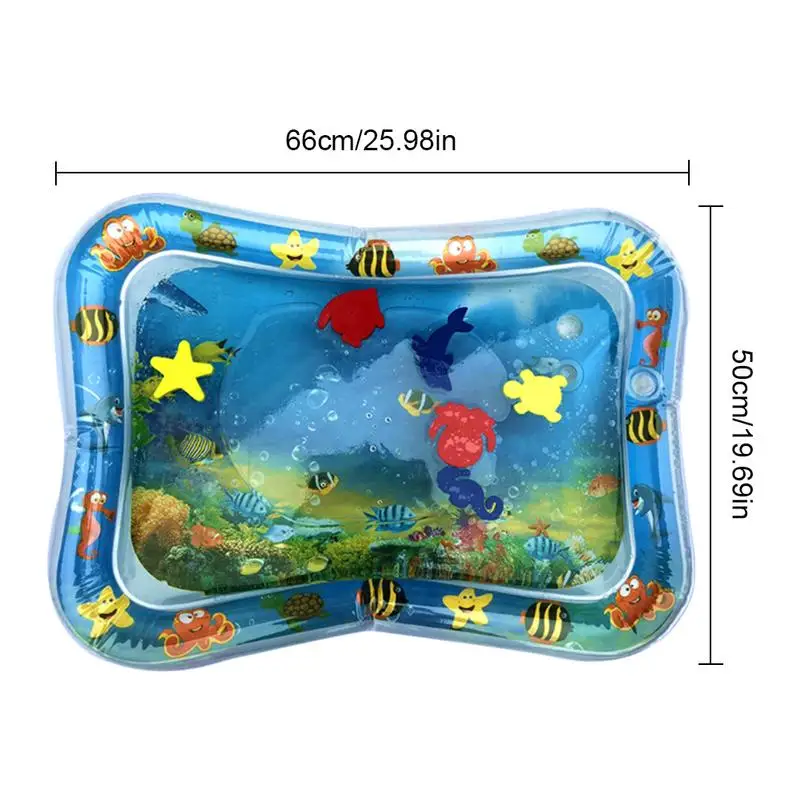 Baby Inflatable Patted Pad - Baby Inflatable Water Cushion - Prostrate Water Cushion Pat Pad Crawling Mat Game Pad Ocean Fish 