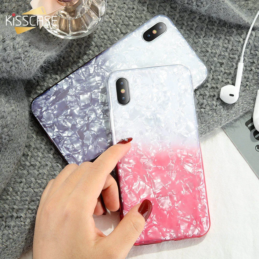 

KISSCASE Glitter Shell Case For iPhone 7 8 Ultra Thin Soft Cover For iPhone X 6 6s 7 8 Plus Gradient Color Diamond Pattern Funda