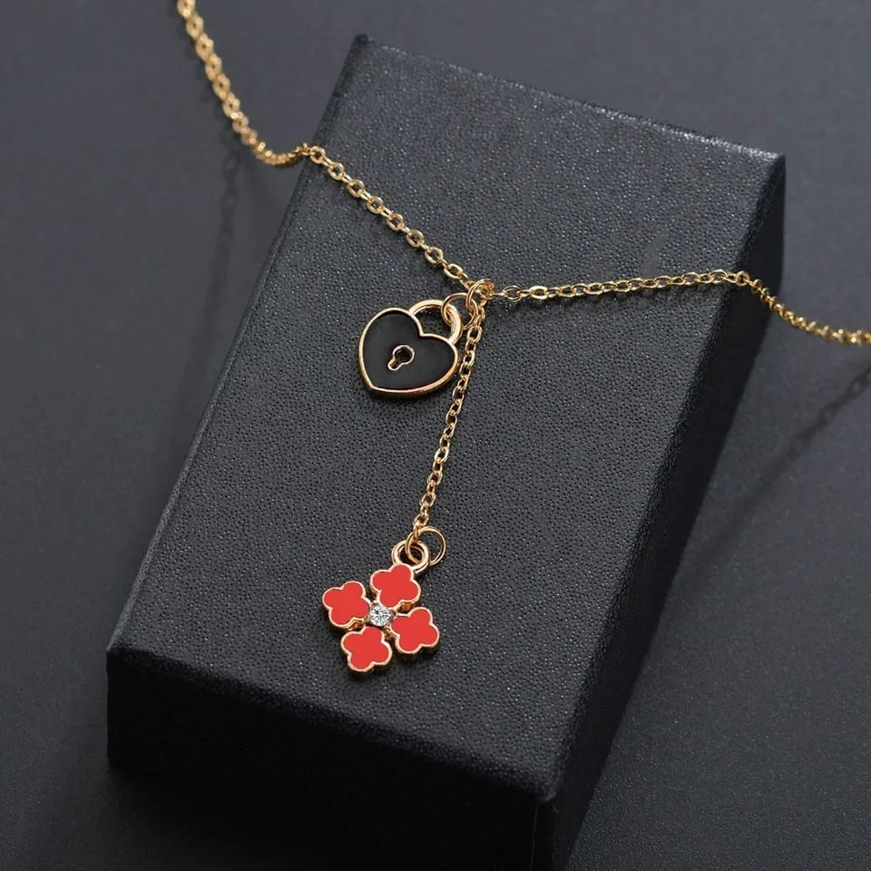 

Women Romantic Heart Pendants&Necklaces Korean Trendy Pendant Necklace Heart And Small Cross Wedding Jewelry Necklace For Gifts