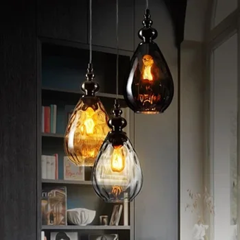 

Nordic Loft LED Chandelier Lighting Vintage Glass Pendant Lamp Lights Retro Coffee Droplight Dinning Room HangLamps Deco Fixture