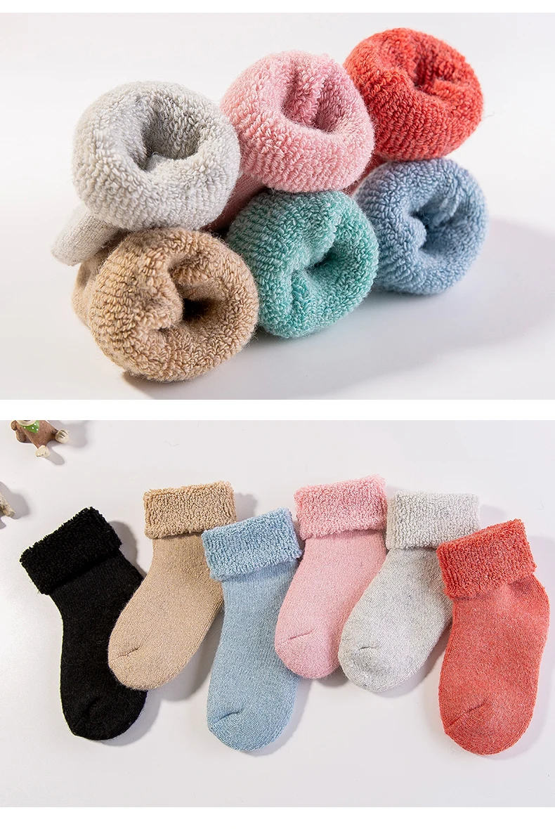 Теплые детские носки-тапочки От 0 до 7 лет толстые детские носки для мальчиков, зимние мягкие теплые носки для девочек WZ04