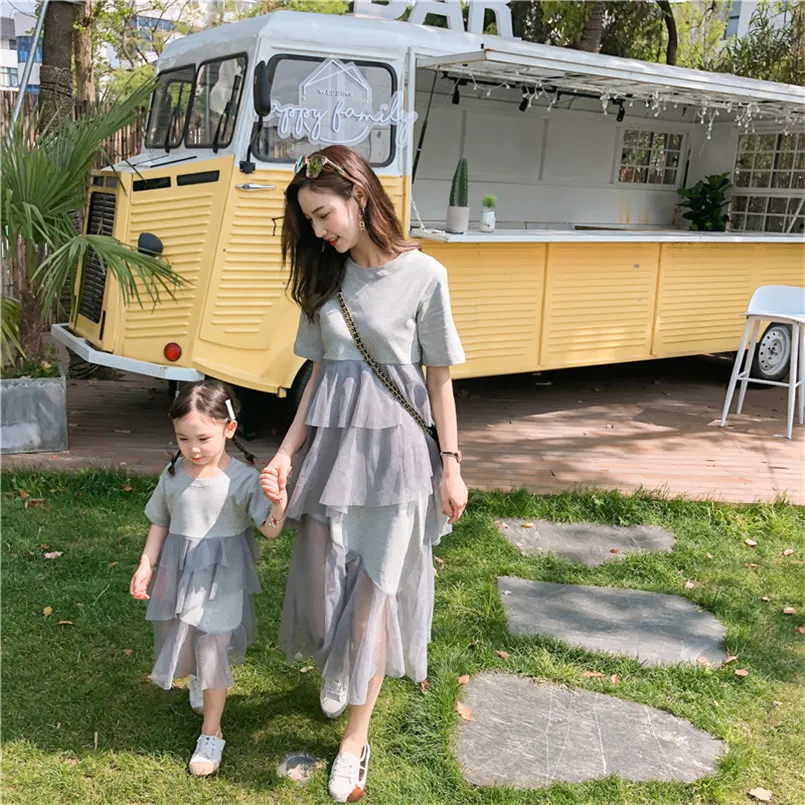 

Mother kids dress summer toddler girls beach dress clothes baby bohemian style holiday family clothing children costumes