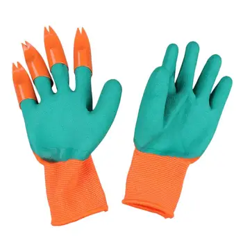 

1 Pair Rubber Garden Working Gloves with 4 ABS Plastic Claws for Digging Planting