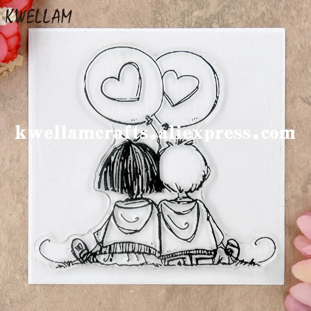 

Heart Balloon Boy and Girl Scrapbook DIY photo cards rubber stamp clear stamp transparent stamp 10x9.5cm 9020130