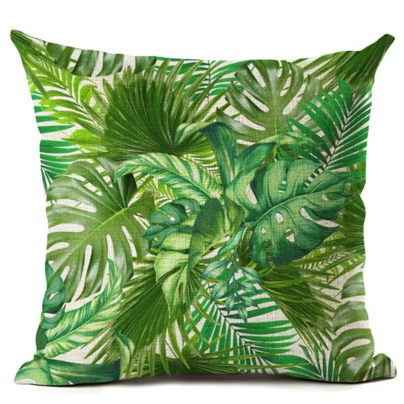 

Green Sofa Throw Pillow Case Tropical Pillow Cover Cushion Case Green Leaf for Car Sofa Home Decorative Pillowcase 45x45cm