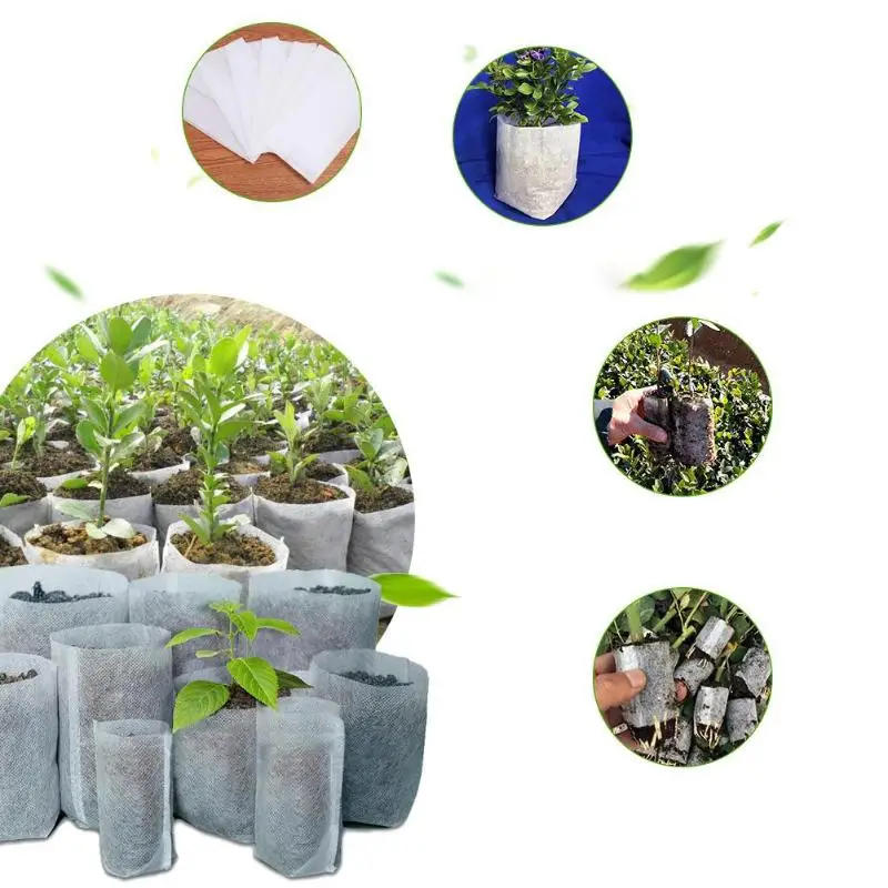 

100Pc/set 5 Sizes Plant Fabric Pots Plant Pouch Root Nursery Pots Seedling Grow Raising Bag Plants Holder Garden Supply