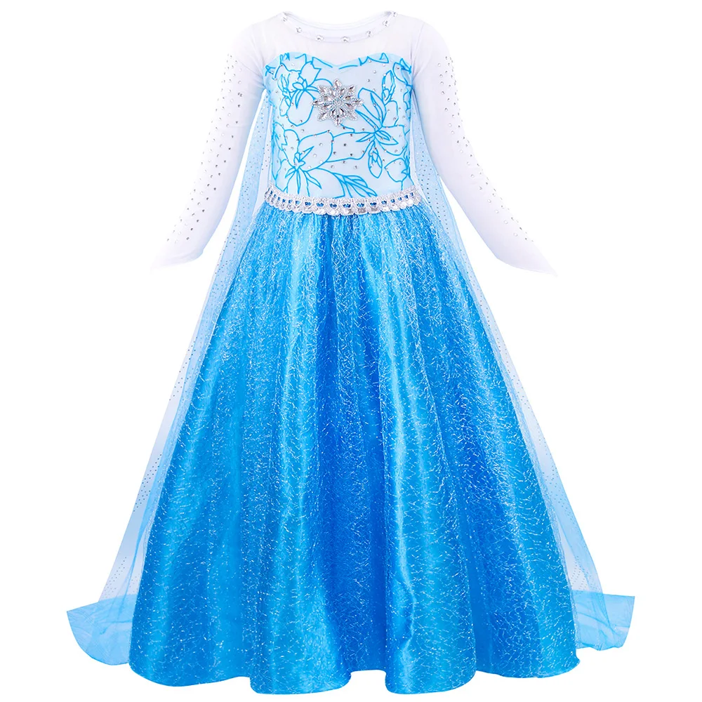 

Princess Elsa Costumes for kids Snow Queen Party Cosplay dress Long Voile Dresses Birthday Dress Up for little Girls Teenagers