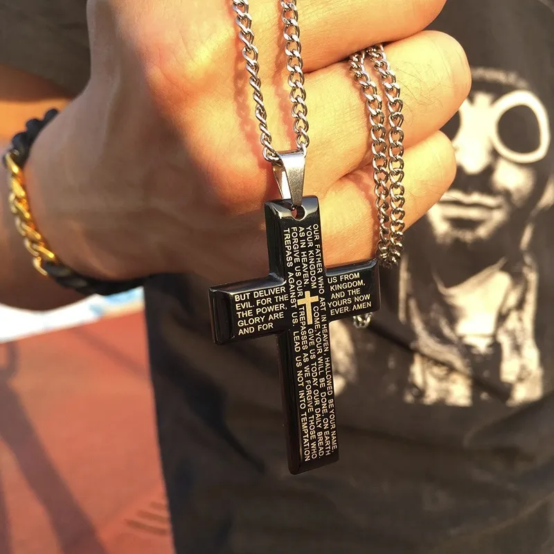 Mens Necklace,Stainless Steel Cross 
