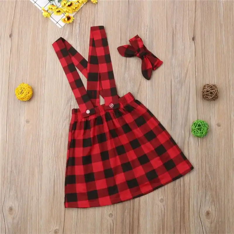 baby girl red checked dress