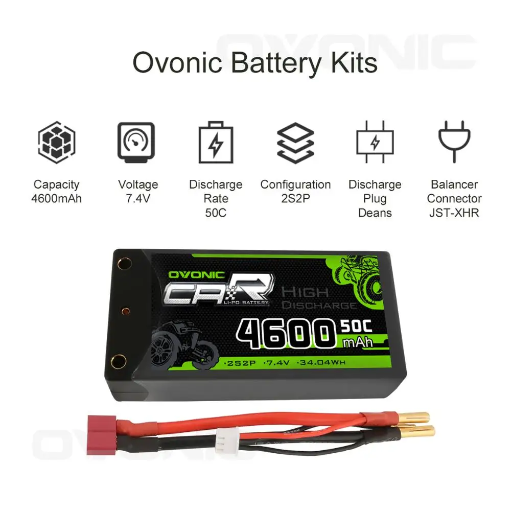 Cena Ovonic 2S Shorty Lipo 7.4V 50C 2300mAh twarda bateria Lipo z 4mm Bullet Deans Ultra złącze wtykowe do RC 1 10 skala Vehicl