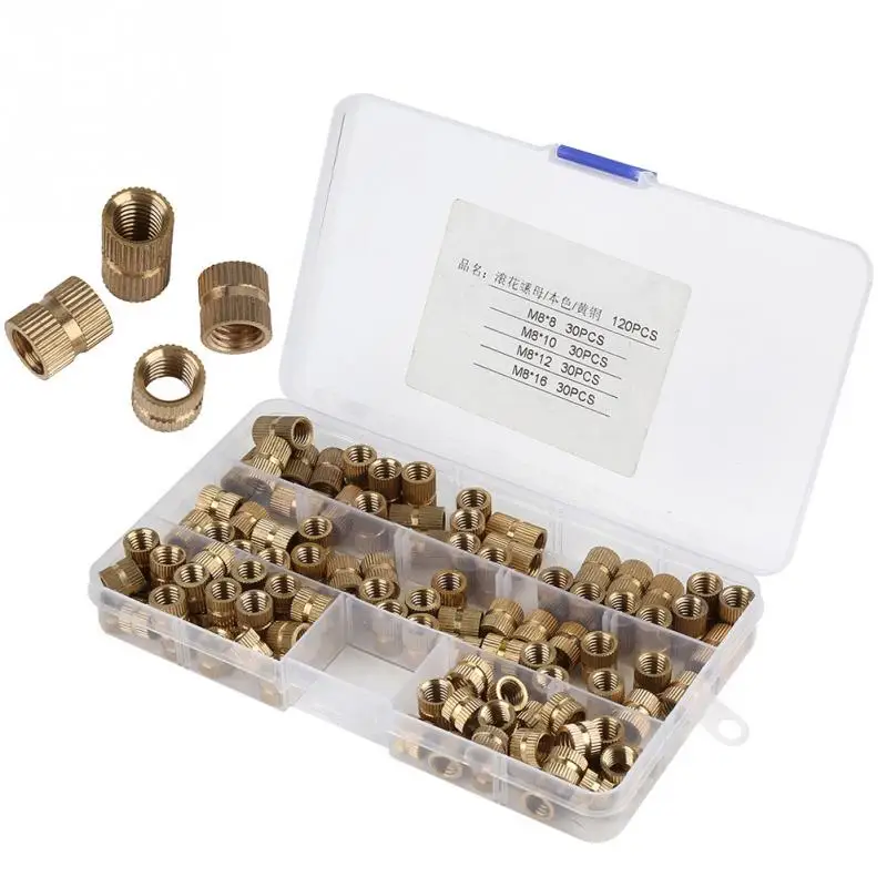 Buy 120Pcs/Set M8 Brass Nuts Cylinder Knurled Threaded