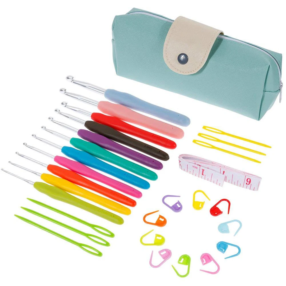 Crochet Hooks Set 27pcs Knitting Tool Accessories with Bag, Inclued