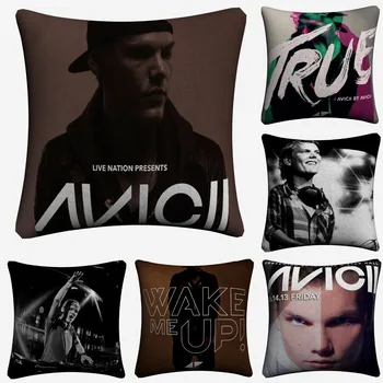 

Avicii True Wake Up DJ Figure Cotton Linen Cushion Covers 45x45cm Soft Throw Pillow Case For Sofa Almofada Home Decor
