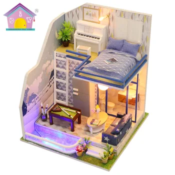 

Hoomeda M042 DIY Doll House Miniature Furniture Kit Model Sapphire Love 21CM Collection Gift