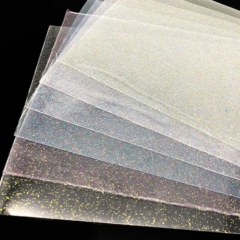 

New 20*34cm Transparent Glitter Insider Faux Synthetic Leather For Bow-knot bags Wallet Scrapbook DIY,1Yc3944