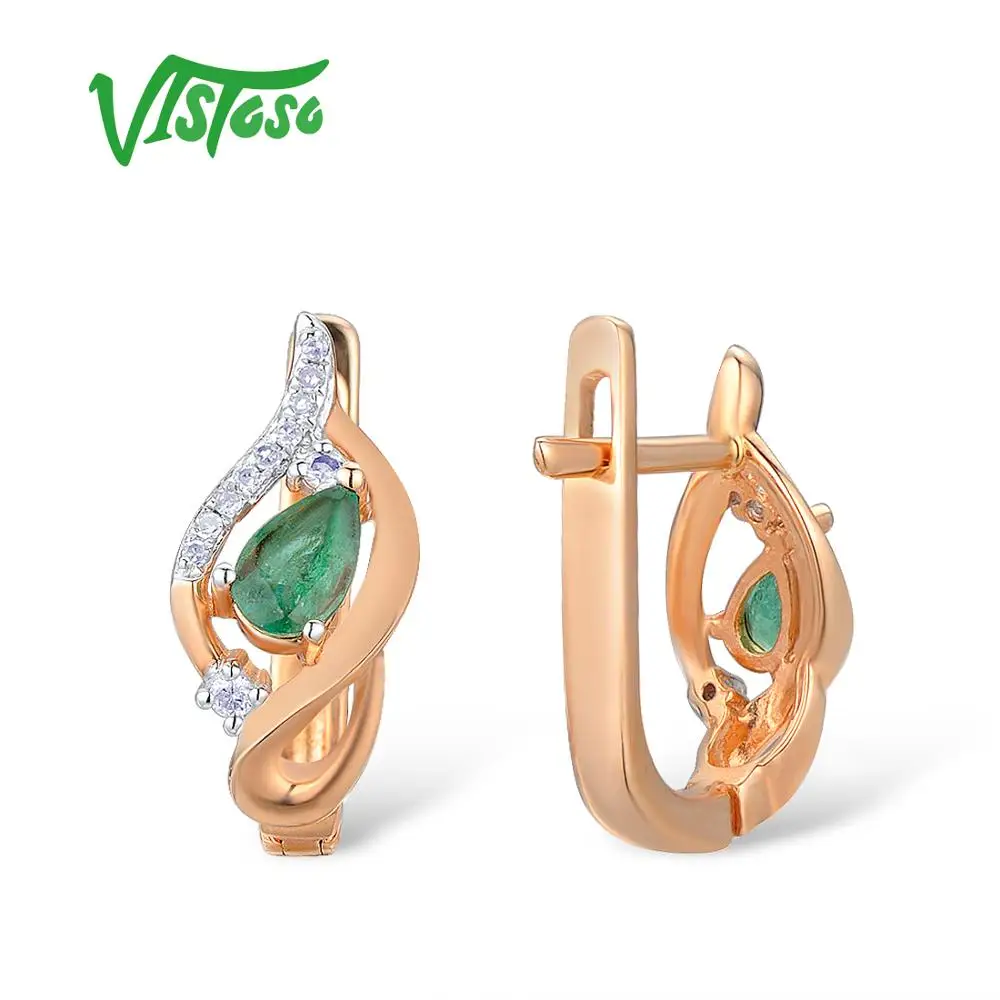 VISTOSO золотые серьги для женщин 14K 585 розовое золото Гламурные элегантные