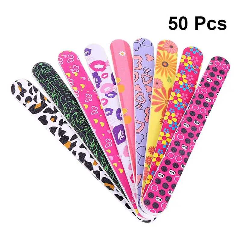 50psc Printing Nail Files Double Sided Emery Board Nail Buffers