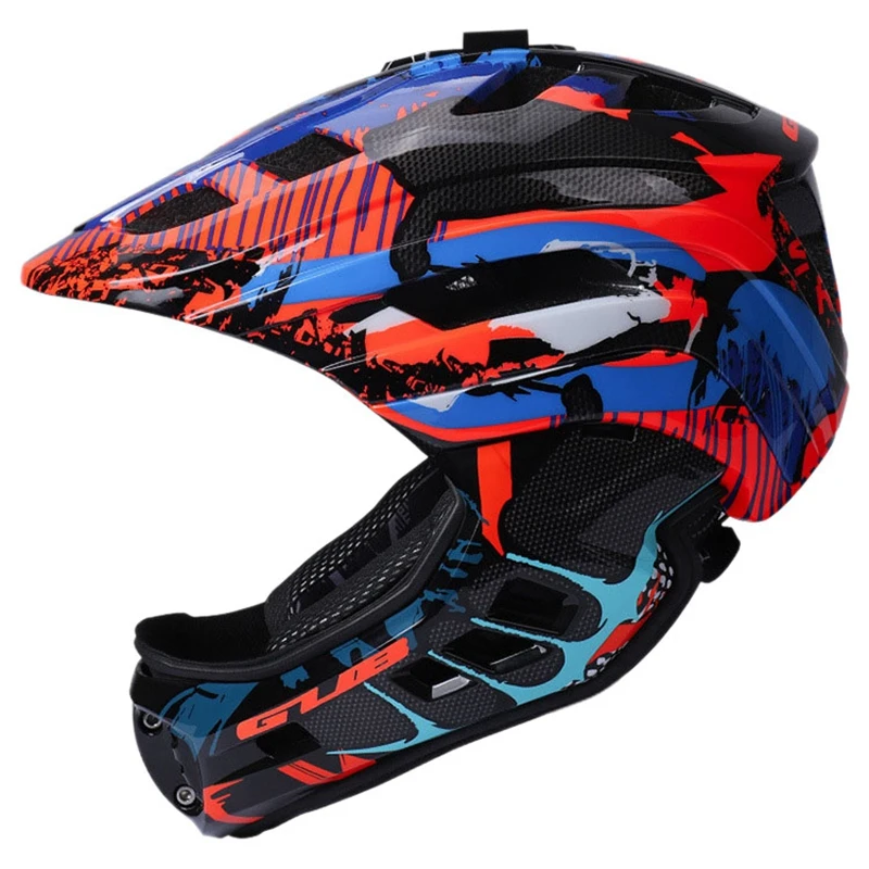 

Gub Child Full Face Helmet Cycling Thickened Face Helmet Reflective Kids Helmet With Warning Light