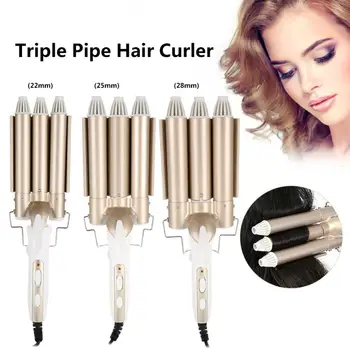 

Fashion Three pipe joint Ceramic Triple Barrels Curling Iron Deep Wave Curler Hair Waver Hair Curler Hair Waver Styling Tools