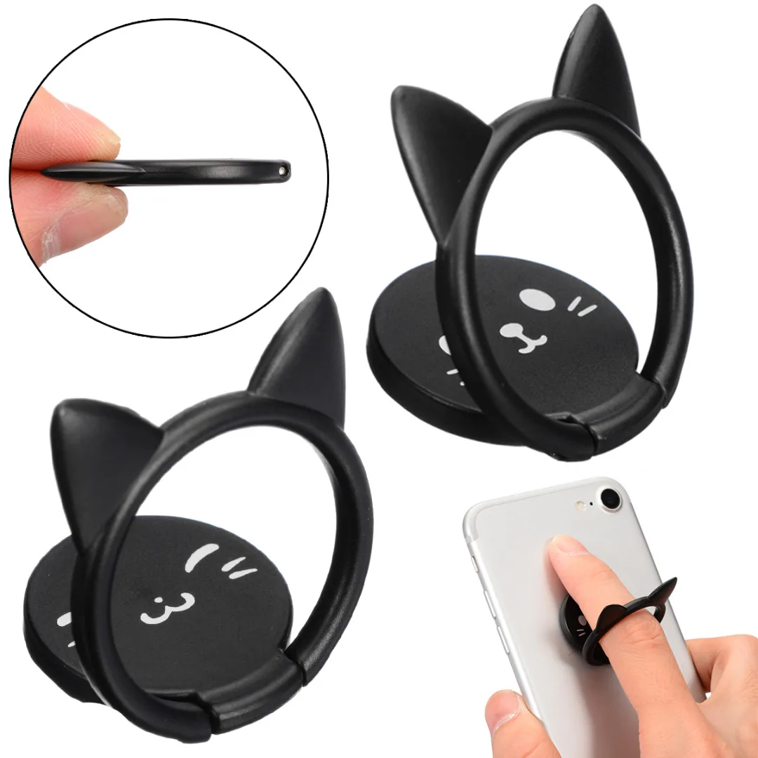 360 Degree Rotating Cute Cartoon Cat Finger Grip Ring Stand Holder for Mobile Cell Phone Finger Ring Smartphone Stand Holder