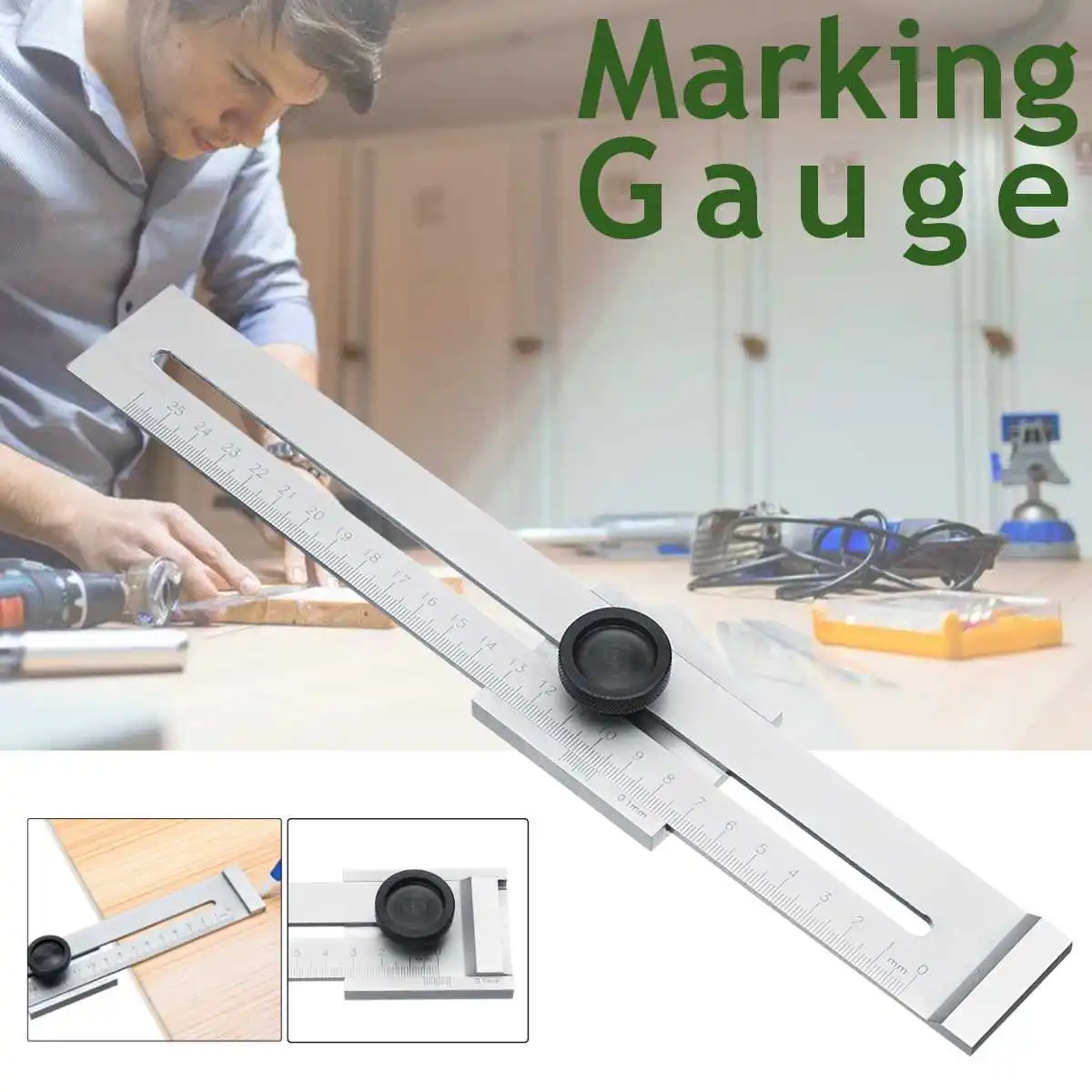 

Marking Gauge Mark Scraper Tool 0-250mm Length Screw Cutting For Woodworking Measuring Graduation 0.1mm Carbon Steel 40mm Wide