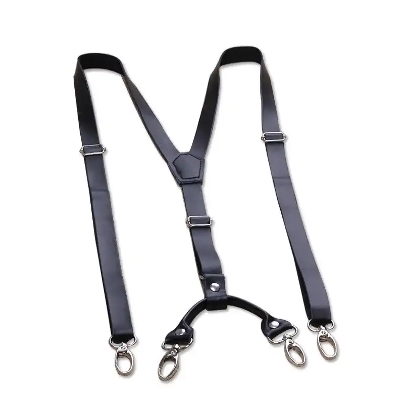 Leather Hook Buckle Fashion Suspenders Innovative Men Pliers Women Braces Black