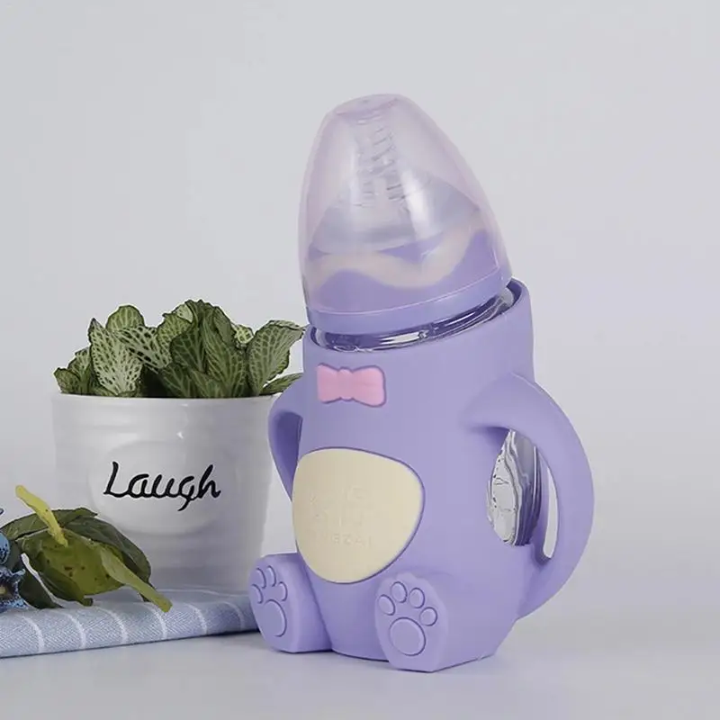 Mignon forme Multiple couleur bébé biberon sûr Silicone infantile jus lait eau alimentation tasse bébé lait bouteille avec poignée