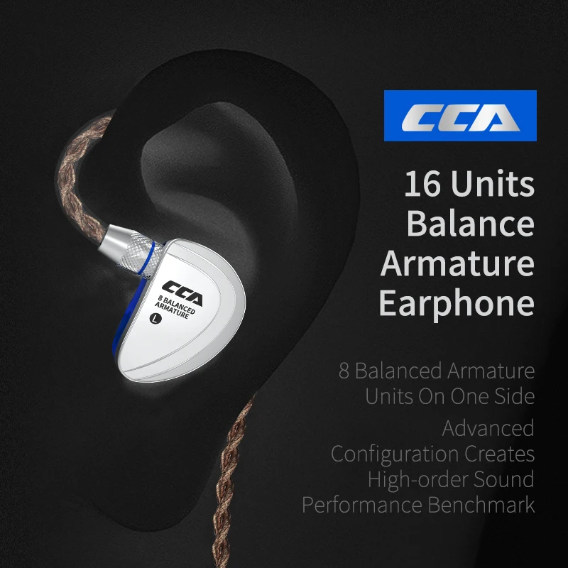 Внутриканальные наушники CCA C16 8BA сбалансированные Hi Fi со съемным отсоединяемым 2