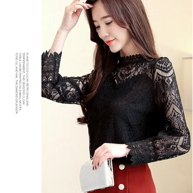 Blusas mujer de moda2019 Женские топы и блузки женские рубашки с длинным рукавом кружевные