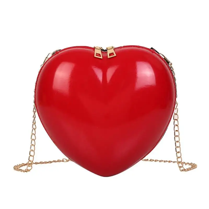

Girls Heart Shaped Women Shoulder Chain Messenger Bags Crossbody Handbags PVC Durable Bags Lovely Fashion High Quality Phone Bag