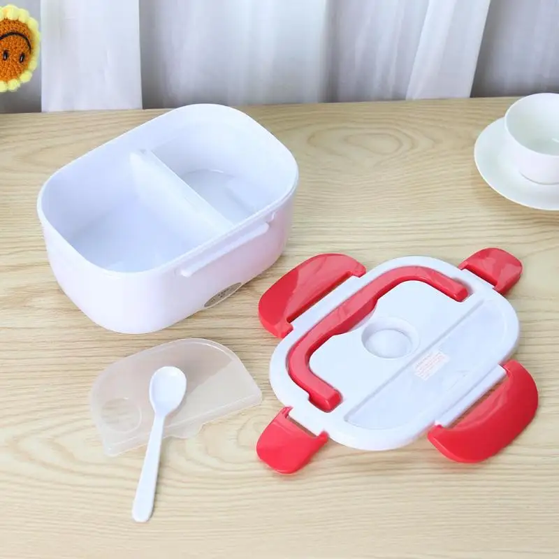  Electric Lunch Box with Spoon Portable Electric Heating Food Heater Rice Container for Office Car L