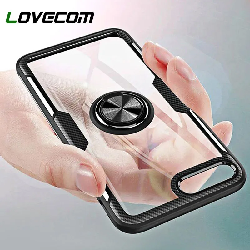 

LOVECOM Anti-drop Plain 360 Cases Protector For iPhone 11 Pro Max XS Max XR XS X 6 6S 7 8 Plus Magnetic Phone Stand Shockfproof Ring Etui