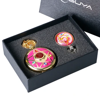 

Women Pocket Watch Open Face Roman Numbers Fobs Watch Necklace Chains Five Stars Clock Pendant Christmas Gifts for Friend