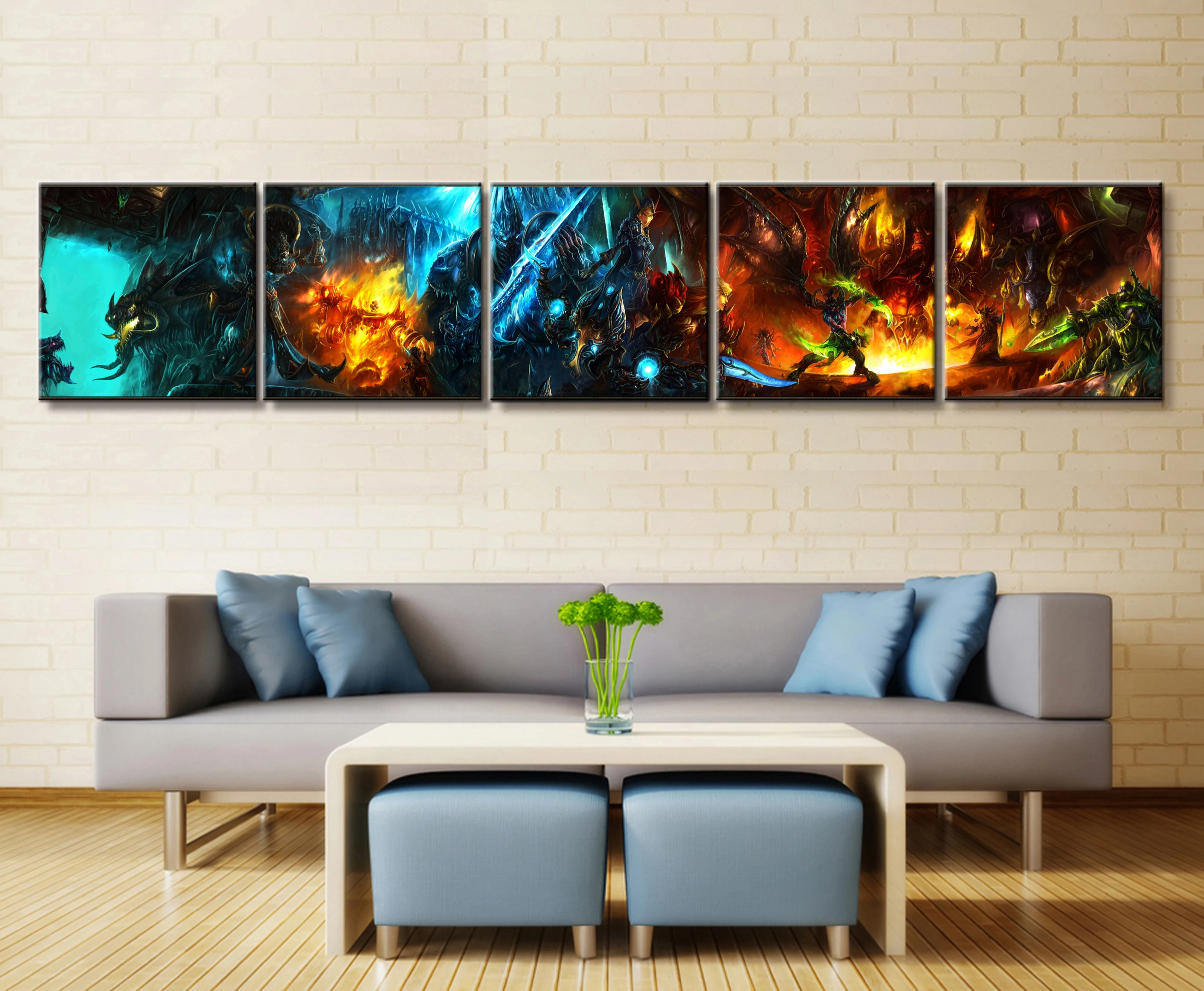 5 Piece Video Game WOW Warcraft DOTA 2 Painting Poster Decorative Mural Art Room Wall Decor Canvas