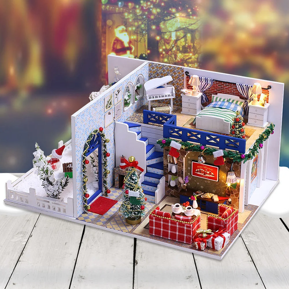 DIY Handmade Miniature Wooden Dollhouse Kit Lovely LED Doll House Model Gift DIY Handmade Miniature Wooden Dollhouse Kit Lovely LED Doll House Model Gift
