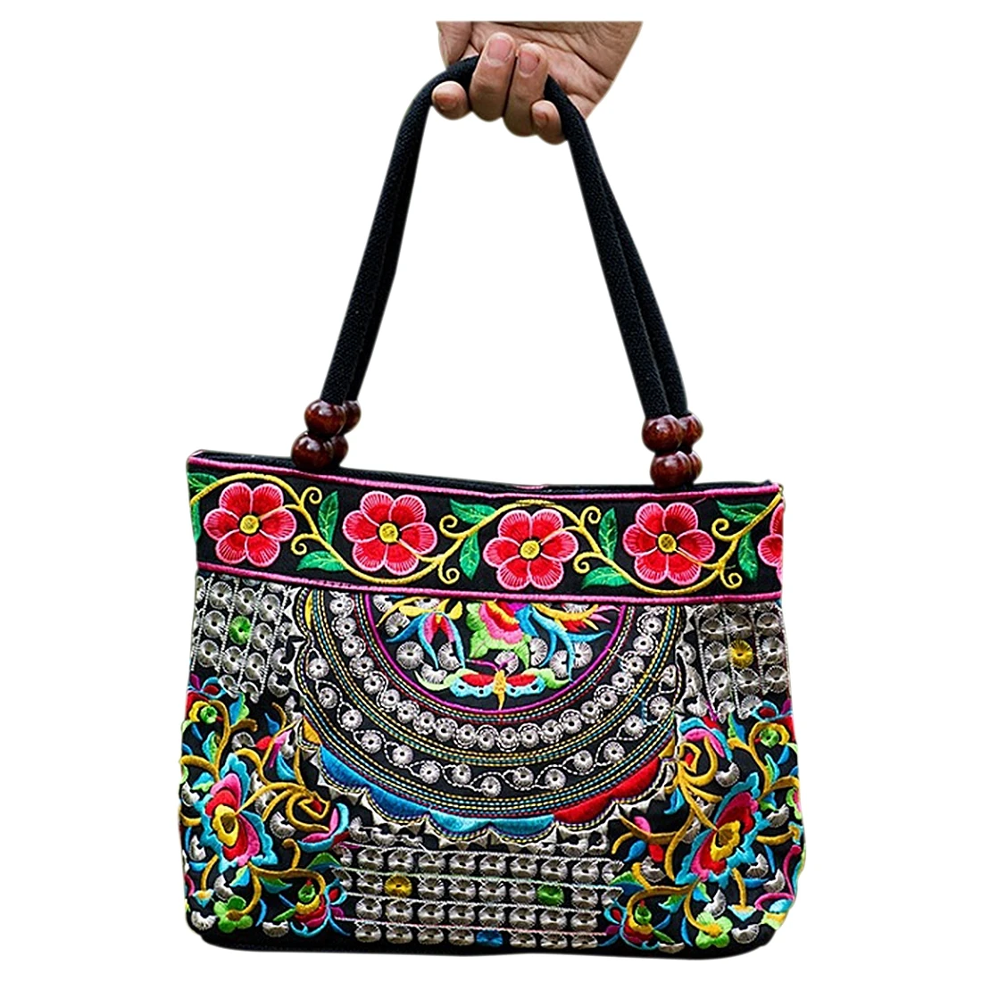 Китайский Стиль Для женщин Сумочка Этническая вышивка летние Мода цветами ручной работы Дамы Tote сумки на ремне через плечо