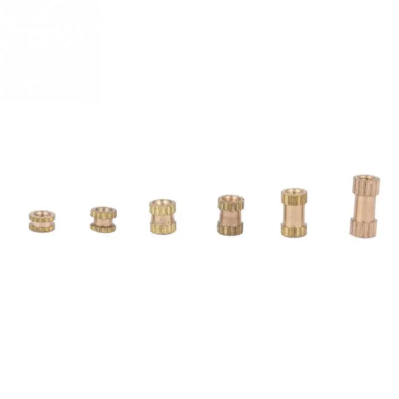 

100pcs Copper Inserts Brass Double Pass Knurl Nut Embedded Fastener M2x2/M2X3/M2X4/M2X5/M2X6/M2X8
