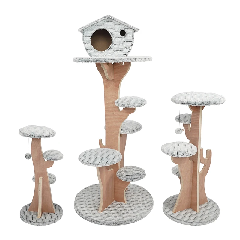 

Cat Climbing Tree Tower Kitten Scratchers Cat Wood Jumping Scratching play Toys with Ladder Pet Supplies Climb Frames CW258