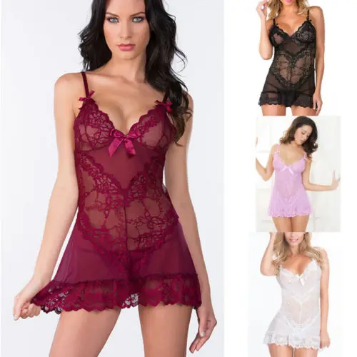 Ladies Lingerie Sleepwear Lace Teddy G-string Underwear Nightwear Babydoll New