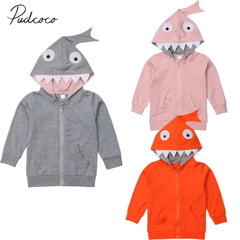 2018 Brand New Toddler Kid Baby Boy Girl Shark Jacket Novelty Hooded