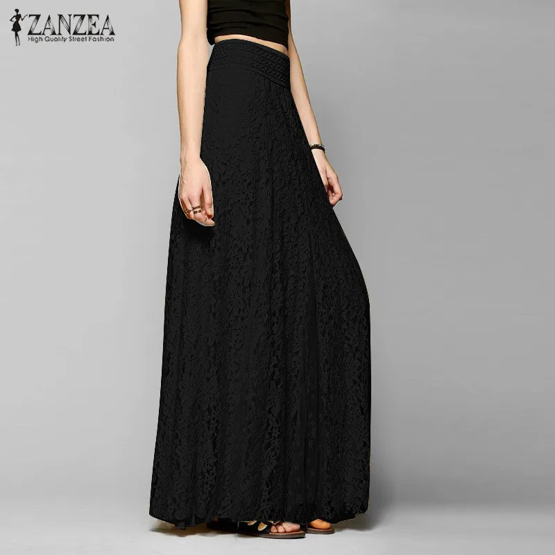 

Plus Size Lace Skirts Women Elegant High Waist Straight Tulle Skirts Spring Autumn Casual Loose Solid Maxi Long Pleated Skirts