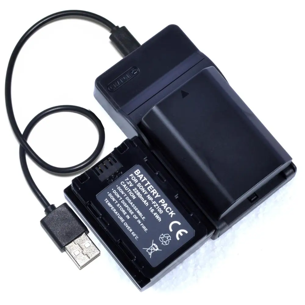 

2PCS NP-FZ100 Battery + USB Charger for Sony A7 III A7R III A9 Alpha 7 Alpha 7R III ILCE-7RM3 ILCE-7M3K ILCE-9 camera Battery