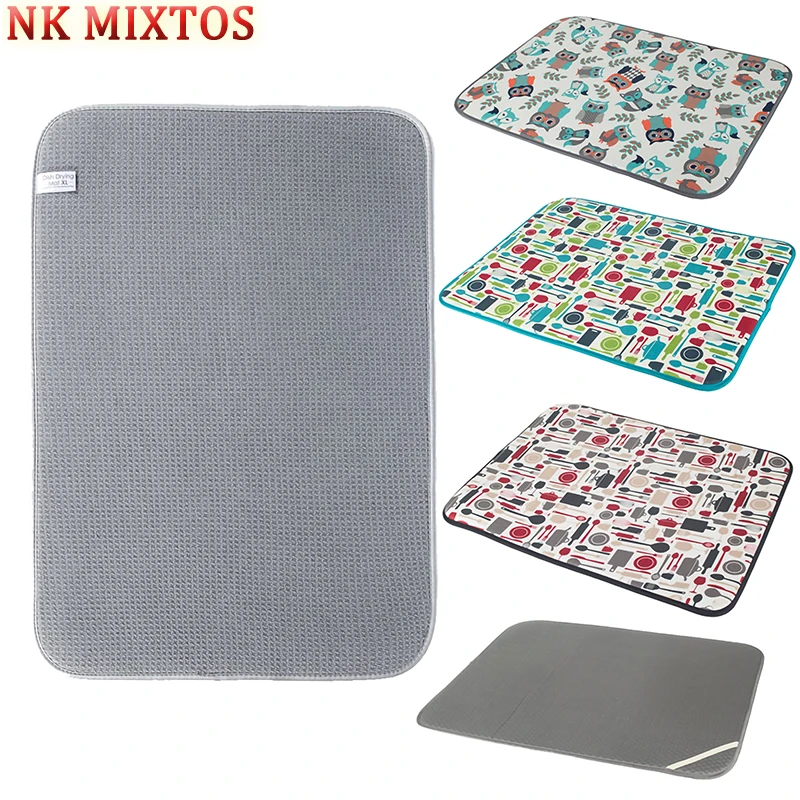 

18x24cm Tableware Dish Drying Mat High Quality Microfiber Fashion Pattern Pattern Kitchen Mat Dry Drain Supplies