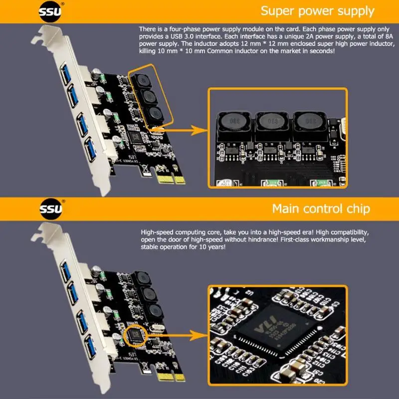 SSU U3V04S + 4 порта USB 3 0 PCIe Плата расширения PCI Express usb концентратор адаптер портовый
