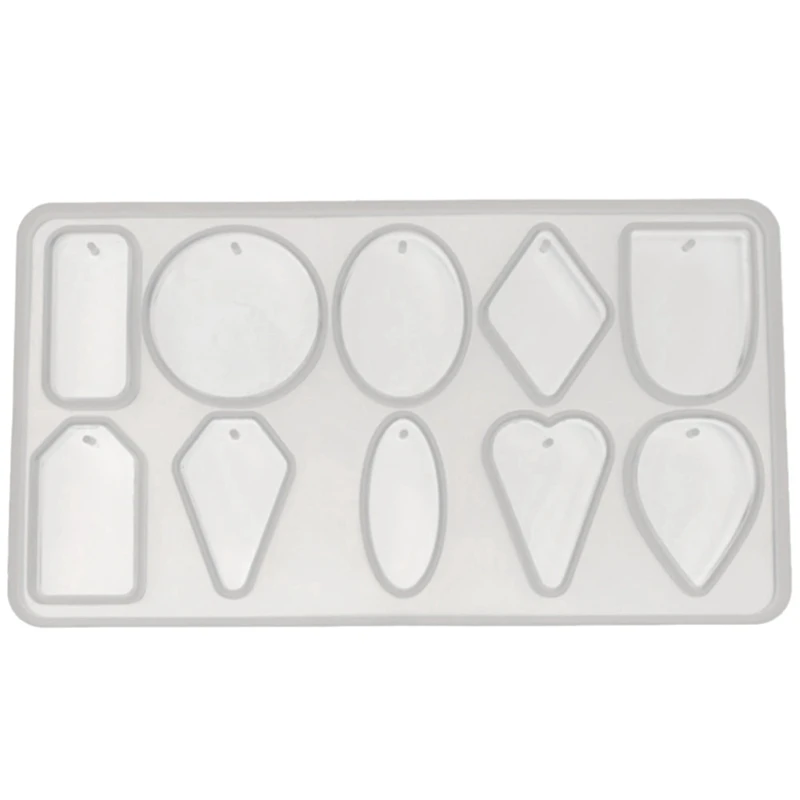 

Geometry Pendant Jewelry Casting Resin Silicone Mold With Holes For Concrete Plaster Resin Polymer Clay, 10-Cavity