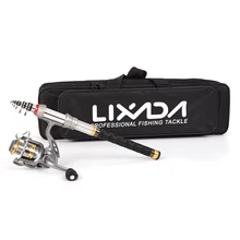 Lixada 1,3 м-2,7 м телескопическая катушка для удочки комбинированный комплект мини карбоновая удочка спиннинговая катушка Рыболовная Сумка Набор для Pesca