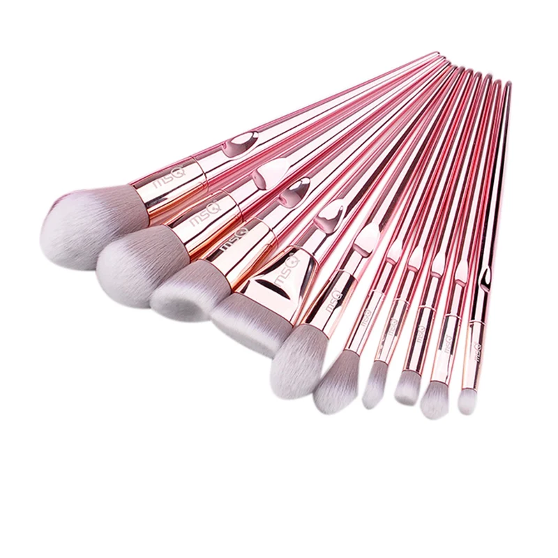 

Msq 10Pcs Makeup Brushes Set Blusher Foundation Eyeshadow Make Up Brushes Kit Professional Travel Make Up Tool(With Bag)