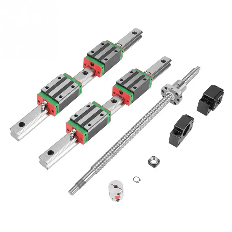 

2Pcs 400mm Linear Guide Linear Rail Slide Carriage CNC Router Part with 4pcs Rail Block Nut Kit Ball Screw Ballscrew HGR20