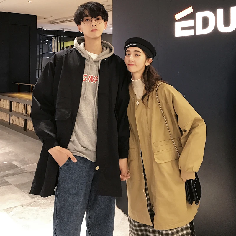 

Men's Fashion Spring New Couple Casual Windbreaker Jacket M-XL Personality Solid Color Loose Temperament Popular Wild Youth